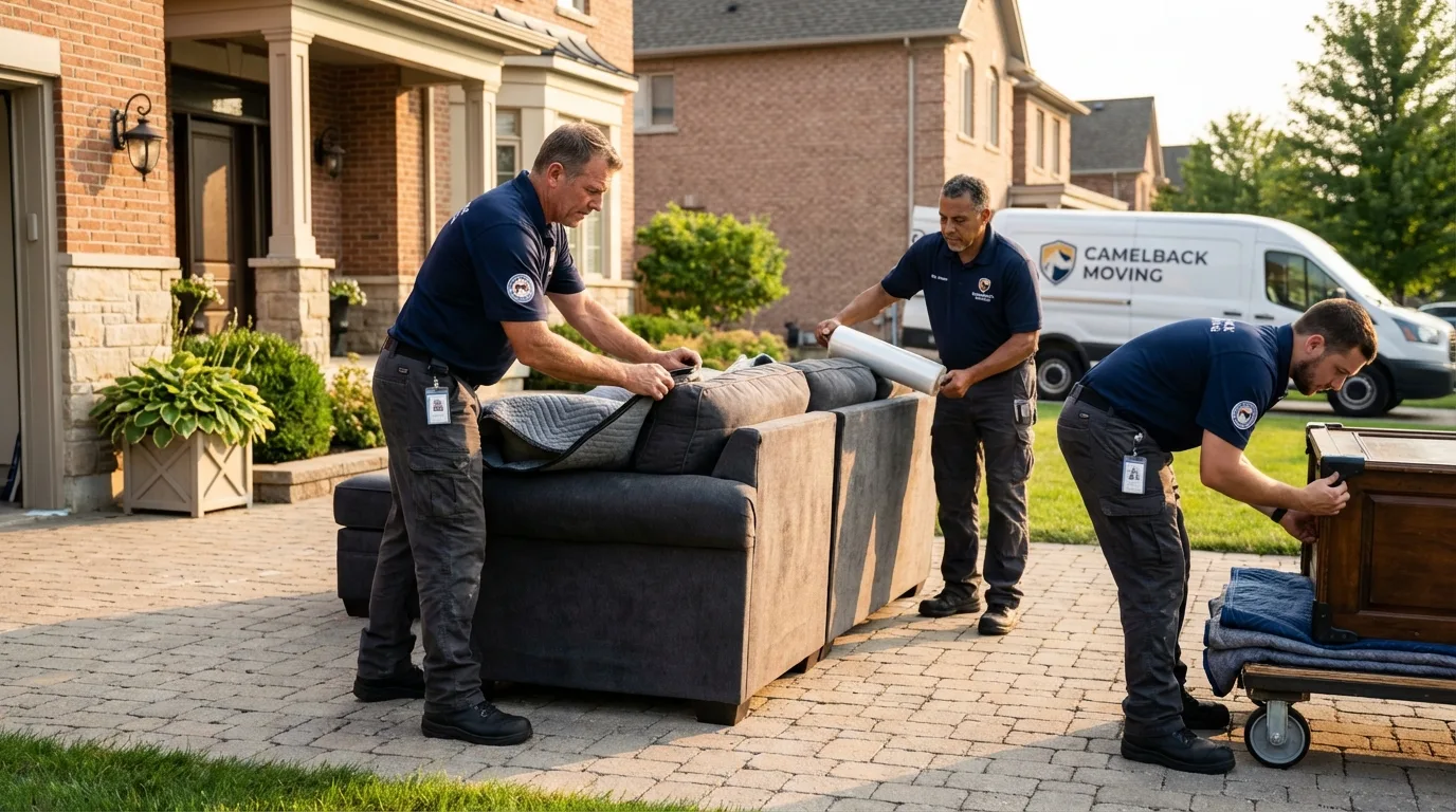 Large estate moving crew wrapping furniture in New Holland, PA