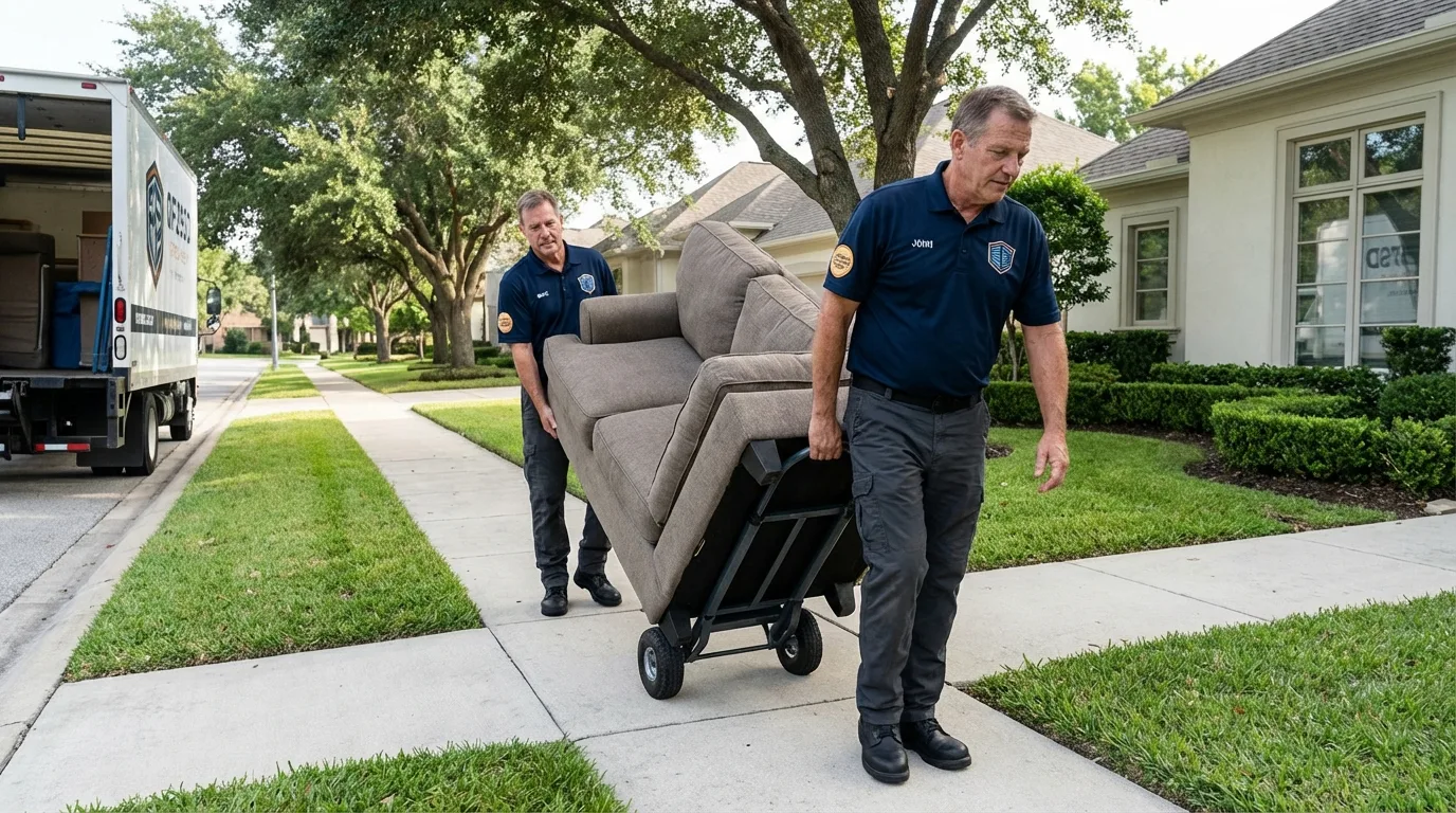 Local residential moving crew loading furniture in New Holland, PA