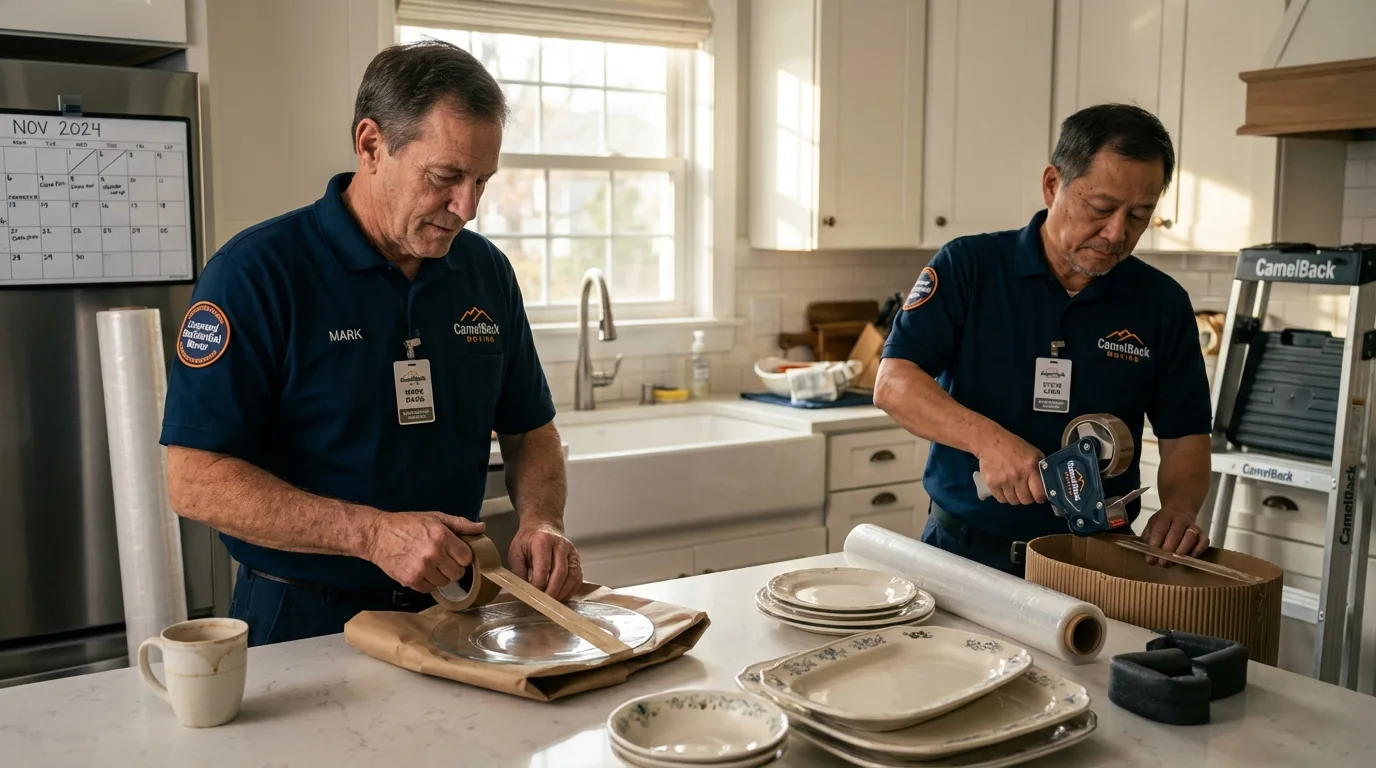 Professional crew packing kitchen dishware in New Holland, PA